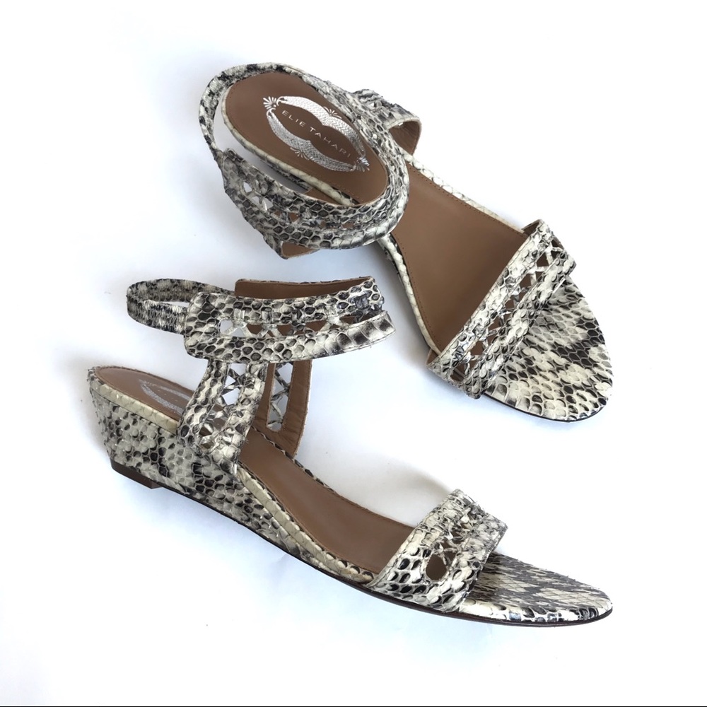 Ellie Tahari Ankle Wrap open toe snake sandals 40
